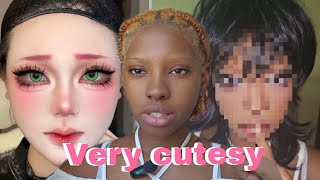 I tried chinese cosplay makeup/ CHINESE COSPLAY MAKEUP ON BLACK GIRL TUTORIAL 🤷🏾♀️
