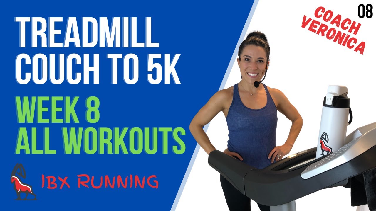 COUCH TO 5K | Week 8 - All Workouts | No Music | Treadmill Follow Along ...