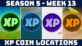 ALL WEEK 13 XP COIN LOCATIONS! Gold, Purple, Blue & Green Coins [Fortnite Season 5]