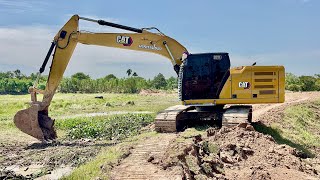 CATERPILLAR 320NG นาคูการโยธา กำลังเคลียร์พื้นที่ทำทางสำหรับงานขุดลอกห้วยแก้ว อ.อาสามารถ จ.ร้อยเอ็ด