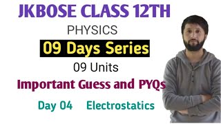 JKBOSE CLASS 12TH PHYSICS Important Guess ELECTROSTATICS