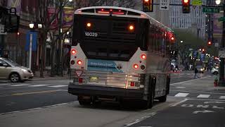 New Jersey Transit 2018 MCI D4500CT #18029 on the 412 to Glassboro turning onto Market St