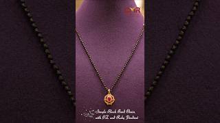 Simple Black Bead Chain with CZ and Ruby Pendant #cmrjewellery #blackbead #gold #latestgoldjewellery