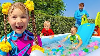 Diana and Roma Water Balloons PlayDate with Baby Oliver| new episode