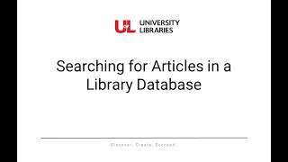 Searching for Articles in a Library Database