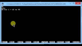 write a program in gw basic to use for.....next loop 15 to 95 step 2