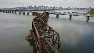 The Victoria Bridge, Montreal from the sky (4k 24fps)