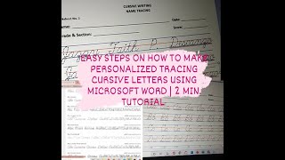 STEPS ON HOW TO MAKE TRACING CURSIVE LETTERS | EASY TUTORIAL| 2 Mins. only