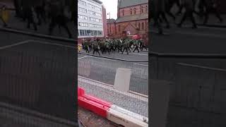 Celtic fans are walking the streets of Birmingham ahead of their game against Villa tonight