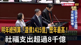 明年總預算「還債1415億」歷年最高！社福支出超過8千億－民視台語新聞