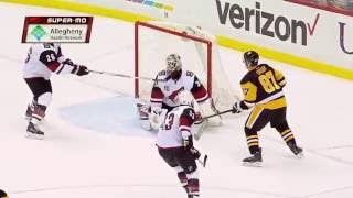 Crosby bats puck into net against Coyote's