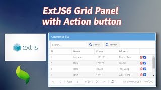 Extjs6 Grid Panel with Action Button