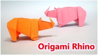 Origami Rhino (Rhinoceros) / How to make a Rhino / Easy origami tutorial / Animals