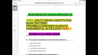 Short mock for vlw and jkpsi: Basic features of constitution part 1