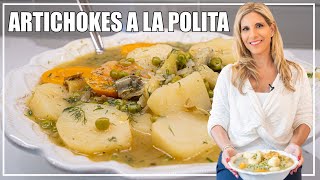 Nikki's Artichokes with Lemon Dill Sauce | Artichokes A La Polita Recipe | Greek artichoke stew