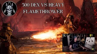 THE KING VS HEAVY GEAR FLAMETHROWER! NEW WORLD BOW PVP 500 DEX!