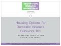 Housing Options for Domestic Violence Survivors 101