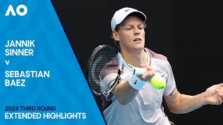 Jannik Sinner v Sebastian Baez Extended Highlights | Australian Open 2024 Third Round