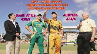 Australia vs South Africa World Record Chased 434/438 run | Highest runs Chased ODI full highlights