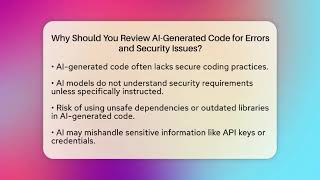 Why Should You Review AI-Generated Code for Errors and Security Issues? - Learning To Code With AI