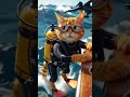 epic cat adventure heroic father cat sacrifices himself in a shark attack to save his kitten. cat