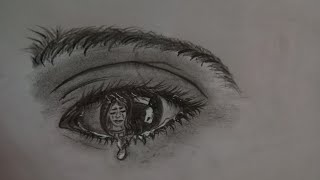 How to draw an eye with teardrop for Beginners/EASY WAY TO DRAW A REALISTIC EYE/Crying girl drawing