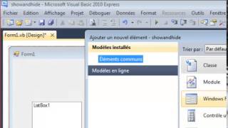 visual basic 2010 Show hide form