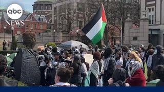 Students hold pro-Palestinian protest at Columbia University after president's c