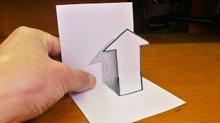 Very Easy!! How To Draw 3D Arrow - Anamorphic Illusion - 3D Trick Art Drawing on paper