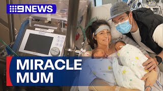 Mum survives heart stoppage after giving birth to twins | 9 News Australia