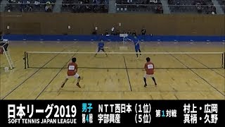 ★ソフトテニス　日本リーグ2019　男子　第４戦　NTT西日本ー宇部興産１　村上・広岡ー真柄・久野