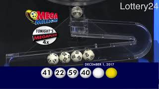 2017 12 01 Mega Millions Numbers and draw results