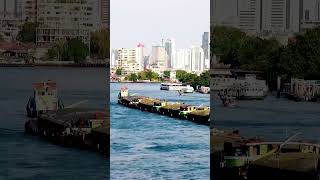 เรือลากจูง ขนทราย ในแม่น้ำเจ้าพระยา Tugboat carrying sand on the Chao Phraya River #เรือ #Boat