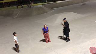 Crazy lady at skate park