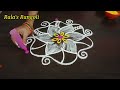 ஆடி 1 திங்கட்கிழமை ஸ்பெஷல் கோலம் ஆடி மாத கோலங்கள் aadi matham special 5 dot traditional flower kolam