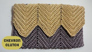 CROCHET TUTORIAL - CHEVRON CLUTCH BAG | Dompet Rajut Motif Chevron