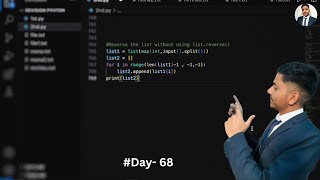 Python program to reverse the list without using reverse function #100daysofcode #codeeveryday