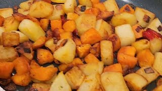 The perfect breakfast sweet pan fried potatoes. Here's how I make them, start-to-finish. Unscripted.