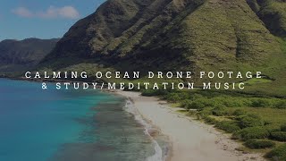 Relaxing & Study Piano Music + Ocean Drone Footage | Audio Visual Therapy