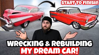 BARNFIND 1957 CHEVY GETS WRECKED AND REBUILT EVEN BETTER! Start to finish!