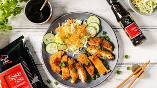 Kotlet schabowy w panierce panko i sosem Tonkatsu