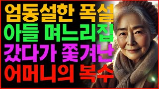 엄동설한 폭설 보일러가 고장나서 아들 며느리집 갔다가 냉혹하게 쫓겨난 어머니의 복수   | 노후 | 부모자식 | 인생 | 라디오 | 오디오북 | 인생이야기 | 삶의지혜 |