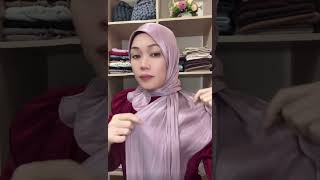 Tutorial Shawl Shimmer Silk Awaning Bawal #hijabstyle  #tutorialhijabcantik #tutorialhijabsimpel