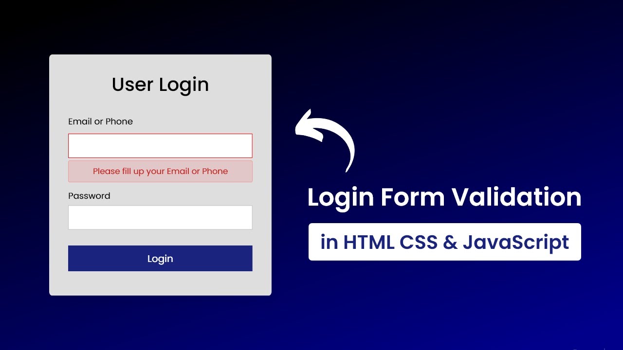 Login Form Validation Using HTML CSS & Javascript - YouTube