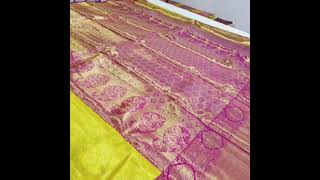 YELLOW PATTU SAREE WITH PINK BORDER{KANCHIPURAM PURE SILK]