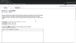 CodingBat Array 2 evenOdd