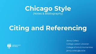 Citing and referencing in the Chicago Style