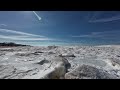 4k winter walk on frozen lake michigan ice waves tundra like ice boulders