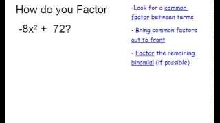 Factor -8x^2 + 72