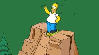 Homer J Simpson jumping Springfield Gorge